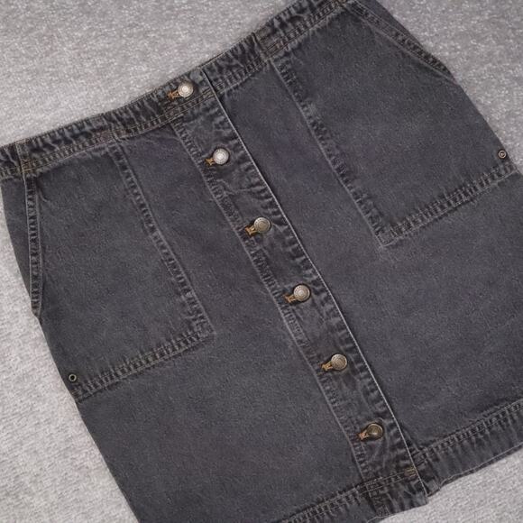 VTG 90s 00s Women Lauren Ralph Lauren Size 6 Dark Wash Denim Black Jean Skirt - Picture 8 of 10